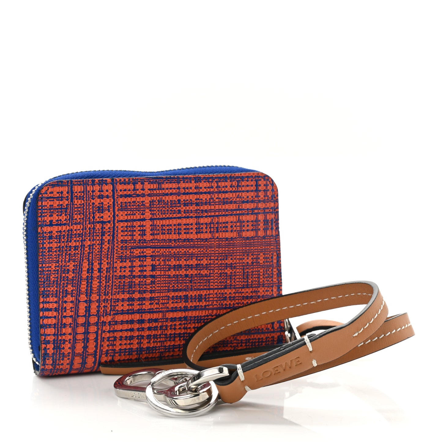 Calfskin Woven Wallet On Strap Electric Blue