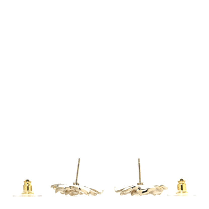 Chanel Crystal CC Camelia Earrings Gold 3 of 5