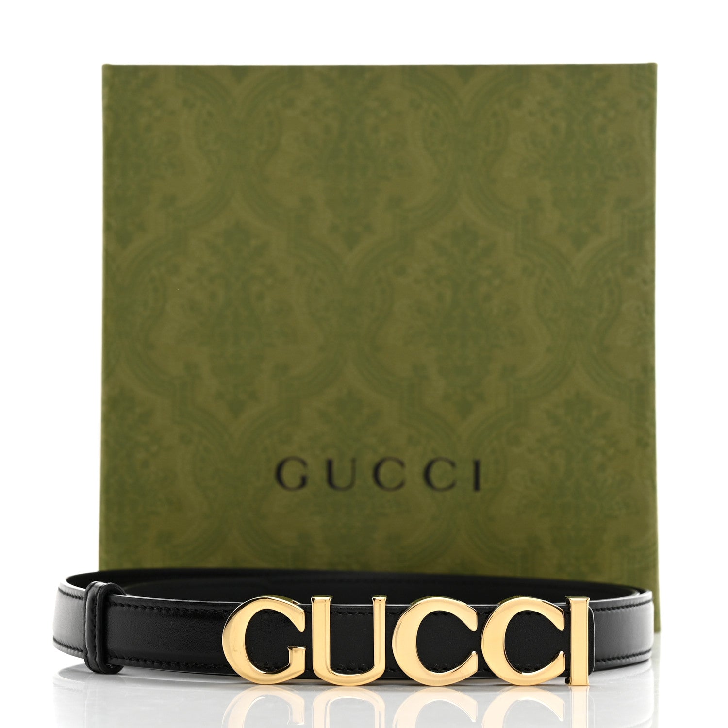 Gucci Plutone Calfskin Gucci Buckle 20mm Thin Belt 115 46 Black 6 of 6