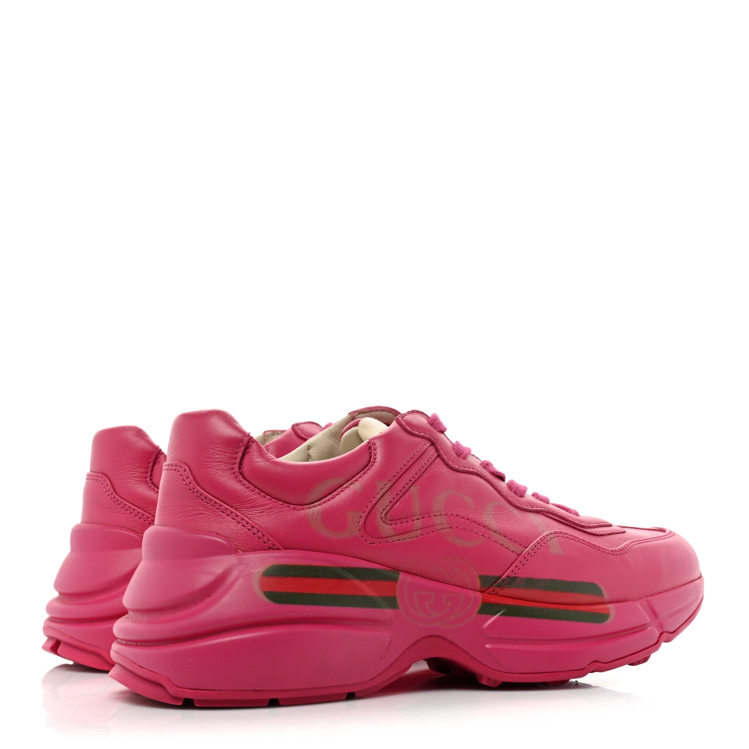 Gucci Calfskin Logo Womens Rhyton Sneakers 35 Box Pink 4 of 10