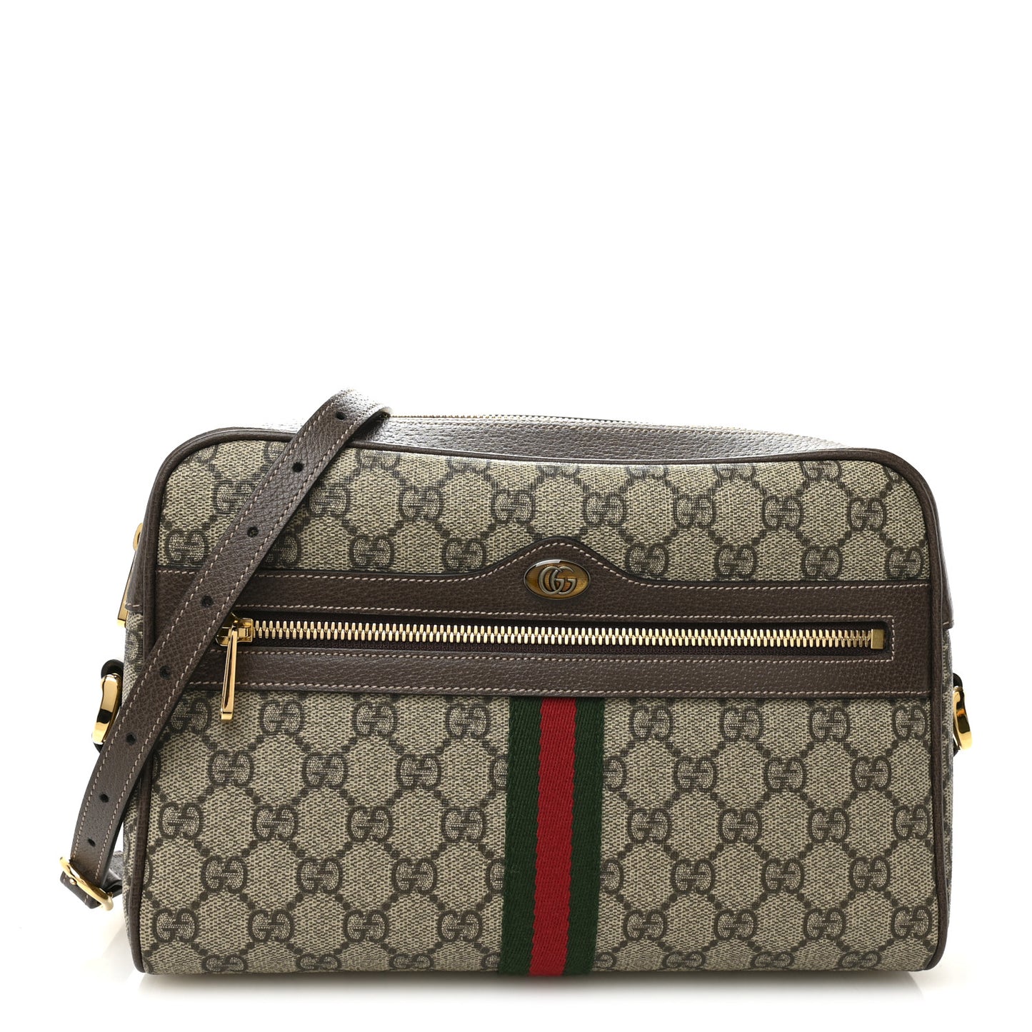 GG Supreme Monogram Web Small Ophidia Shoulder Bag Brown