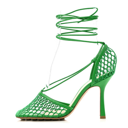 Bottega Veneta Mesh Nappa Stretch Ankle Tie 90mm Sandals 38.5 Grass 1 of 9