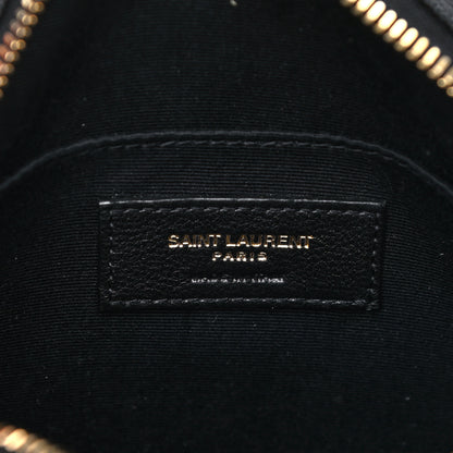 Saint Laurent Grain De Poudre Matelasse Chevron Quilted Round Vinyle Camera Bag Black 6 of 7