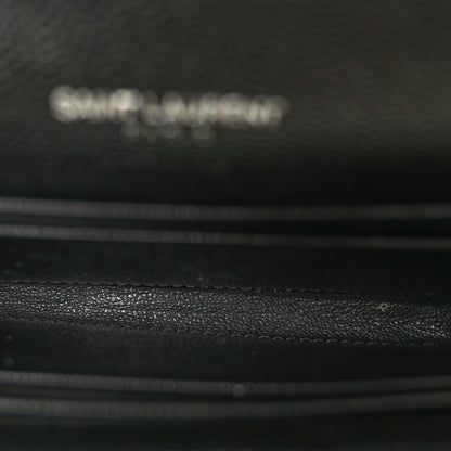 Saint Laurent Grain De Poudre Matelasse Chevron Small Monogram Envelope Wallet Black 5 of 7
