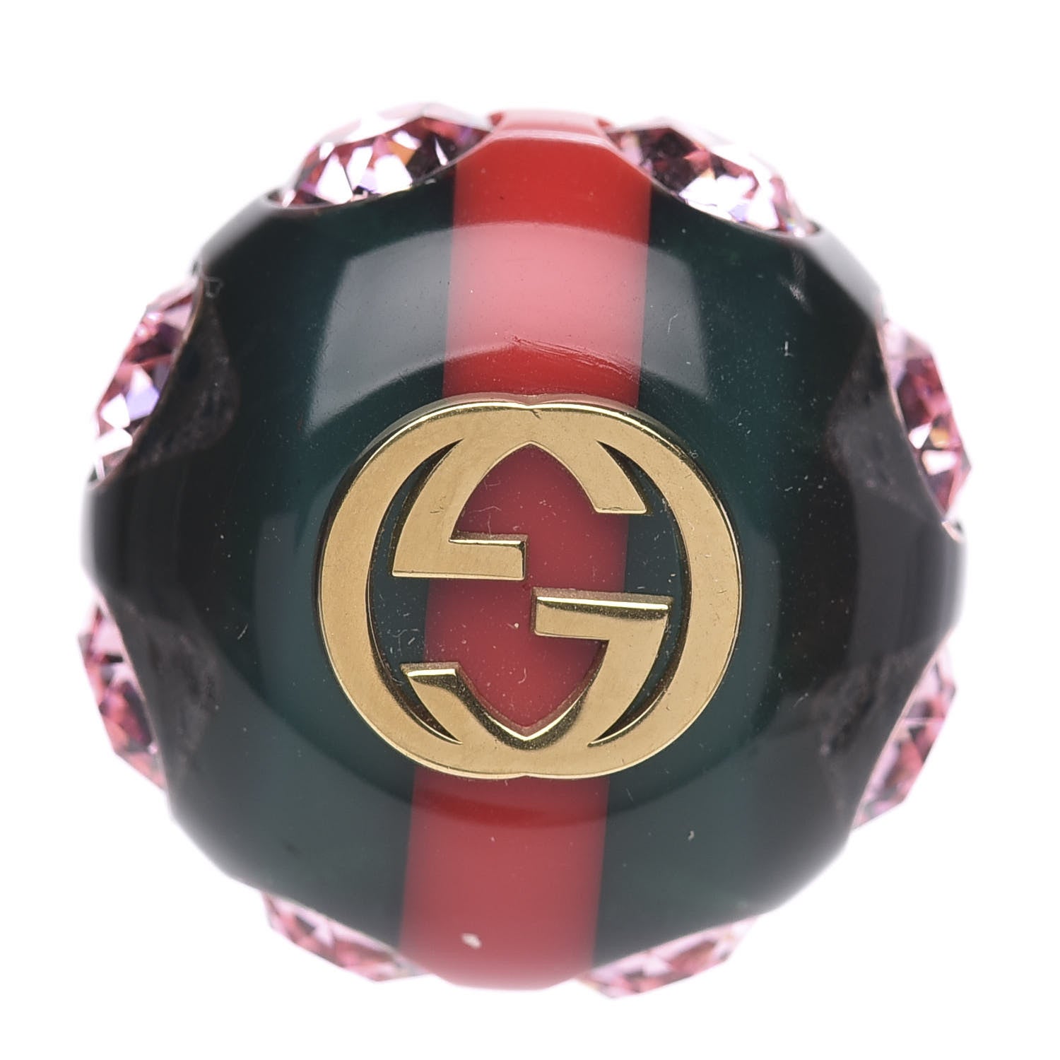 Gucci Resin Strass Vintage Web Stud Pin Red Green 1 of 4