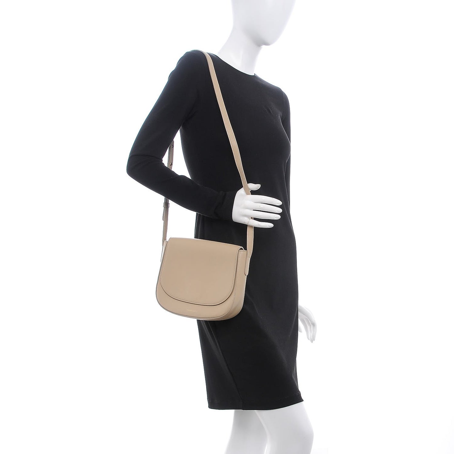 Calfskin Flap Crossbody Bag Beige