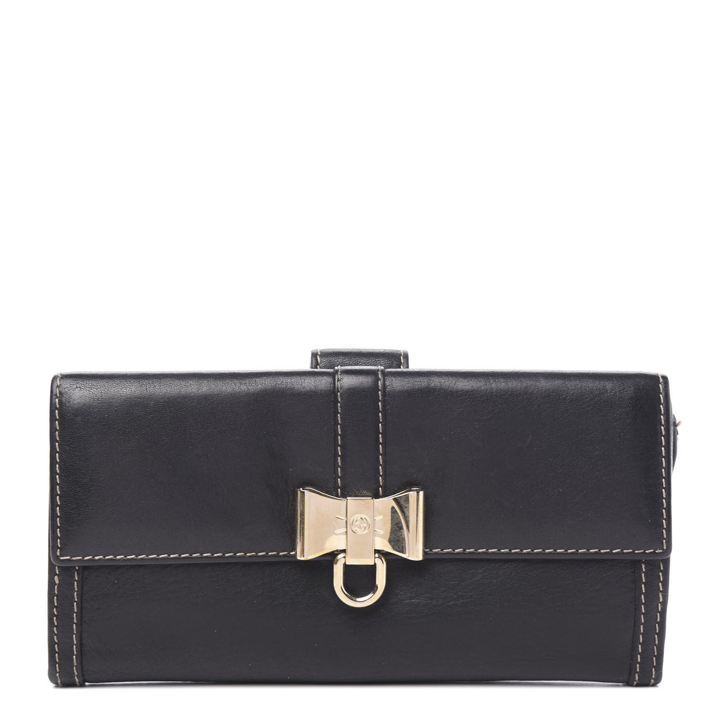 Calfskin Interlocking G Continental Bow Wallet Black