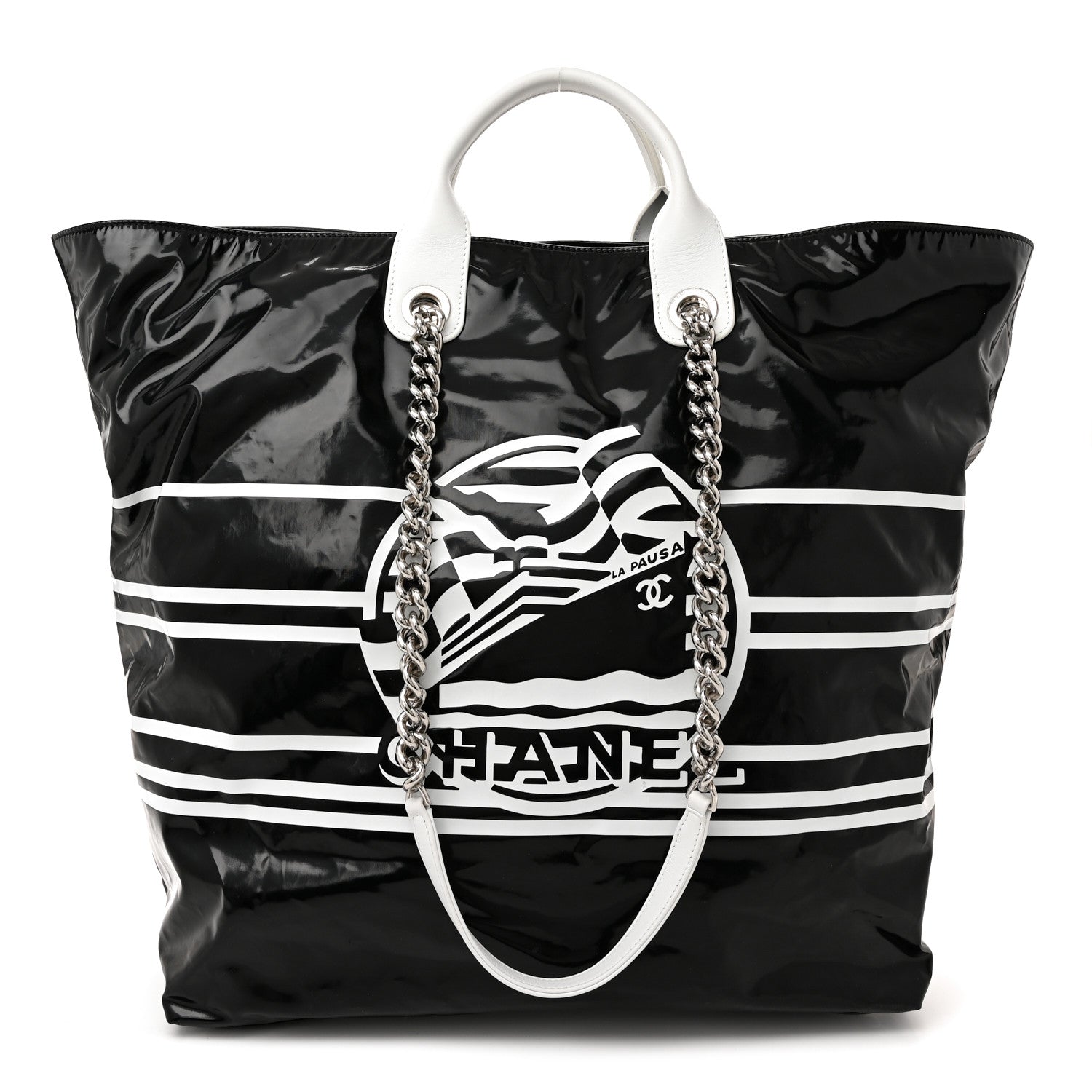Chanel Vinyl Large La Pausa Bay Shopping Bag Black 1 of 11