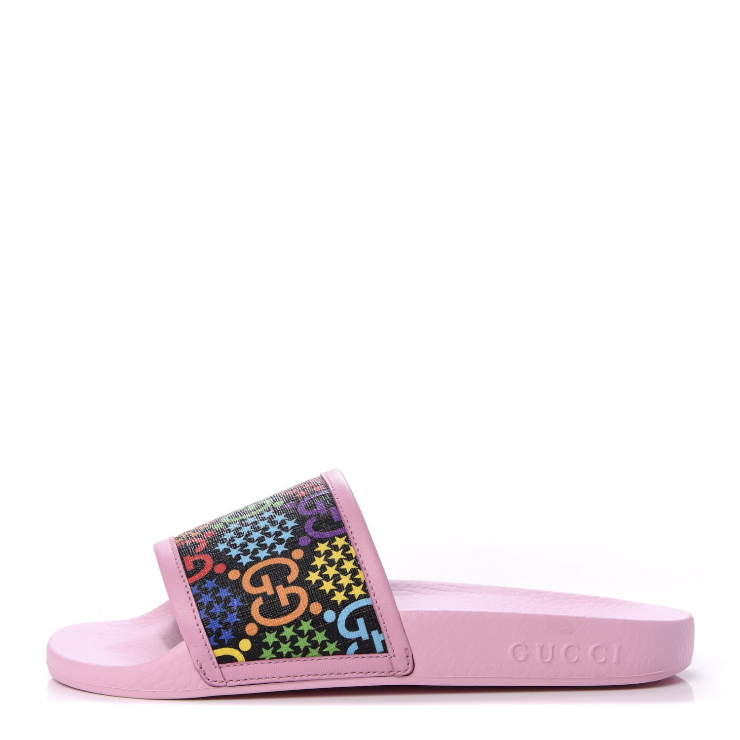 Gucci GG Supreme Monogram Psychedelic Slide Sandals 36 Black Multicolor Sugar Pink 1 of 11