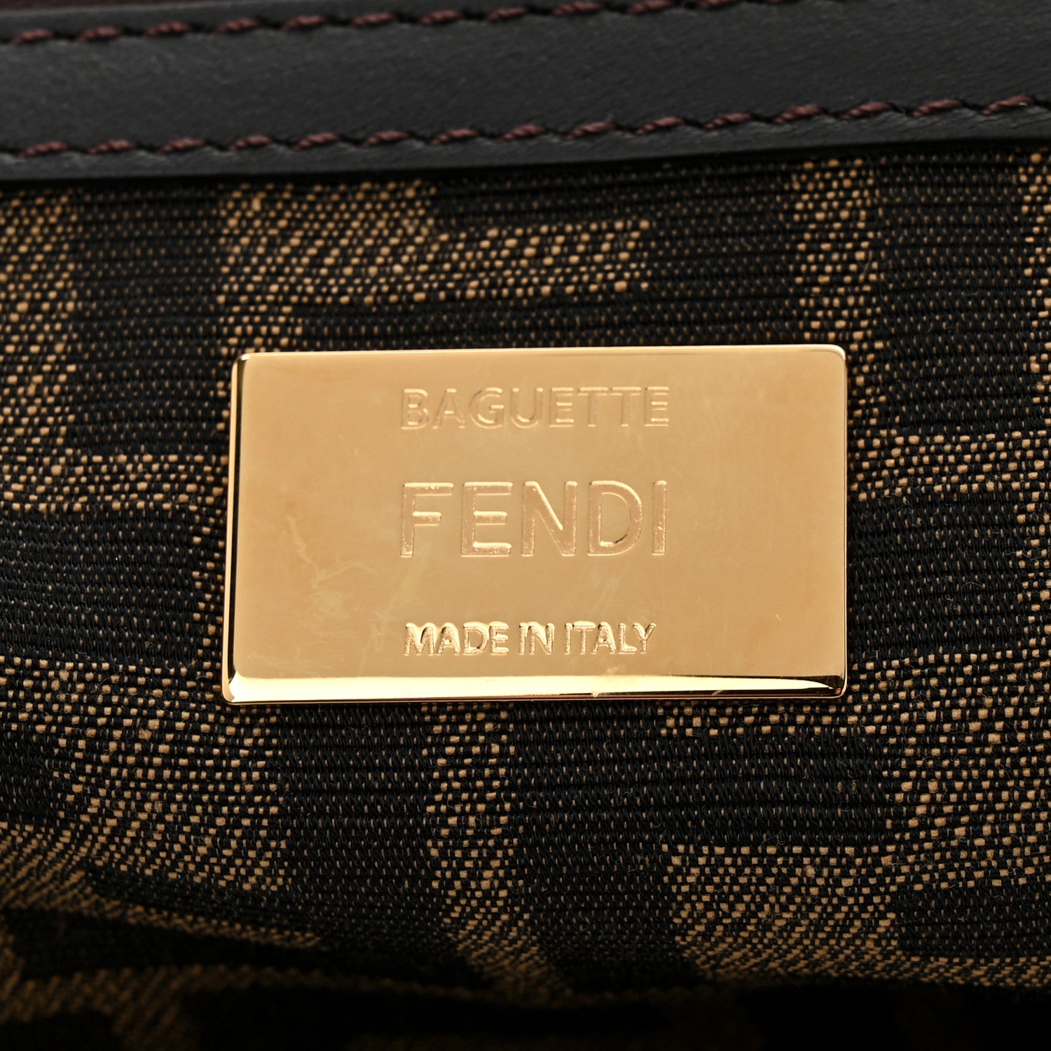 Fendi Fabric Jacquard FF 1974 Medium Baguette Tobacco Moro Black 6 of 11