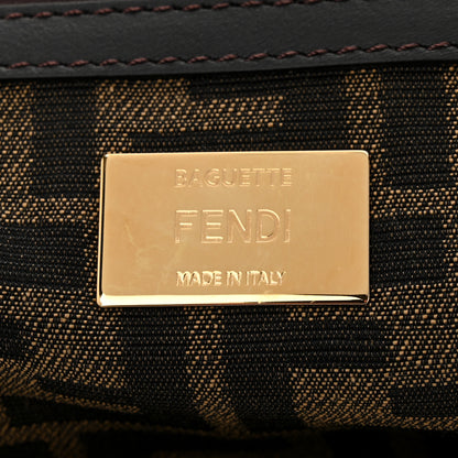Fendi Fabric Jacquard FF 1974 Medium Baguette Tobacco Moro Black 6 of 11