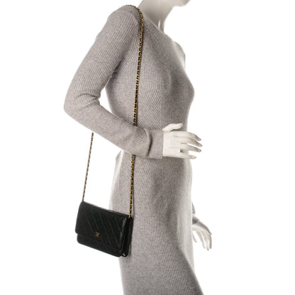 Chanel Lambskin Quilted Wallet On Chain WOC Black 2 of 8