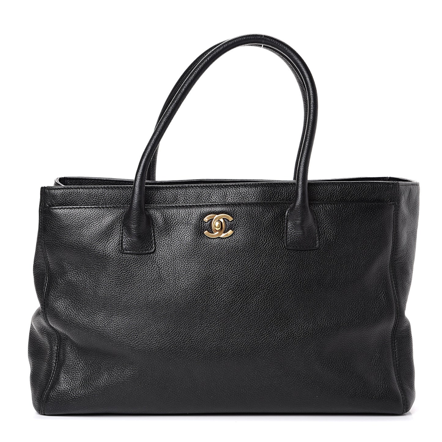 Calfskin Cerf Executive Shopper Tote Black