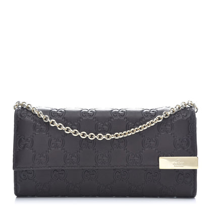 Gucci Guccissima Signature Dice Chain Wallet Chocolate 1 of 8
