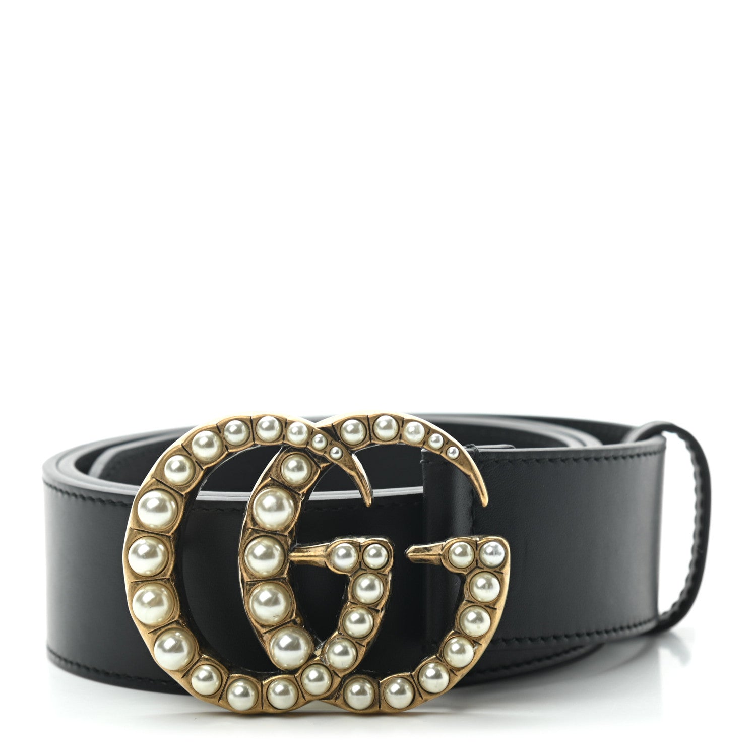 Gucci Moon Calfskin Pearl Double G 40mm Belt 85 34 Black Cream 1 of 3