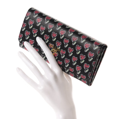 Prada Vitello Move Love Continental Flap Travel Wallet Black 3 of 9