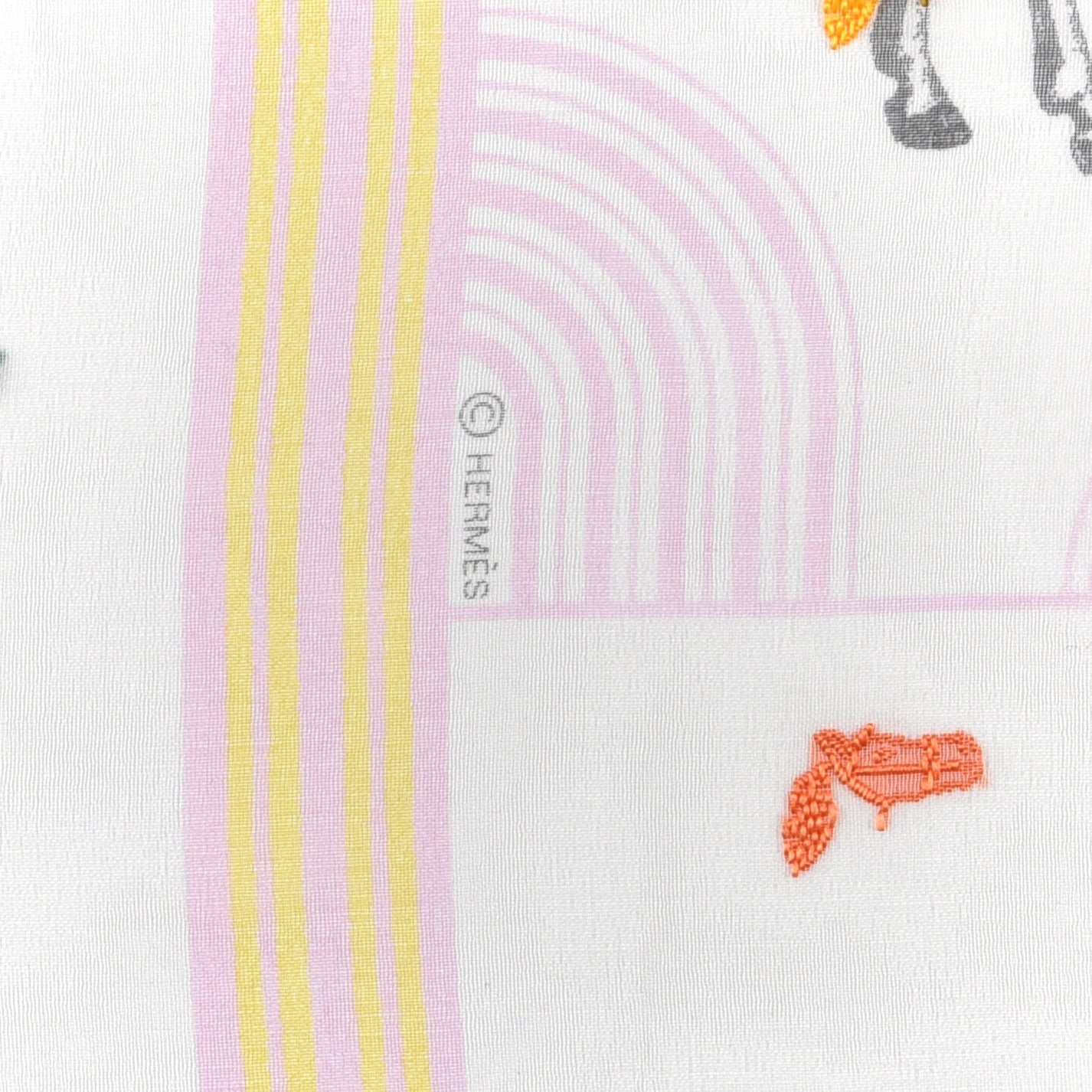 Hermes Silk Muslin Garde Robe Pop Scarf 80 White Multicolor 3 of 4