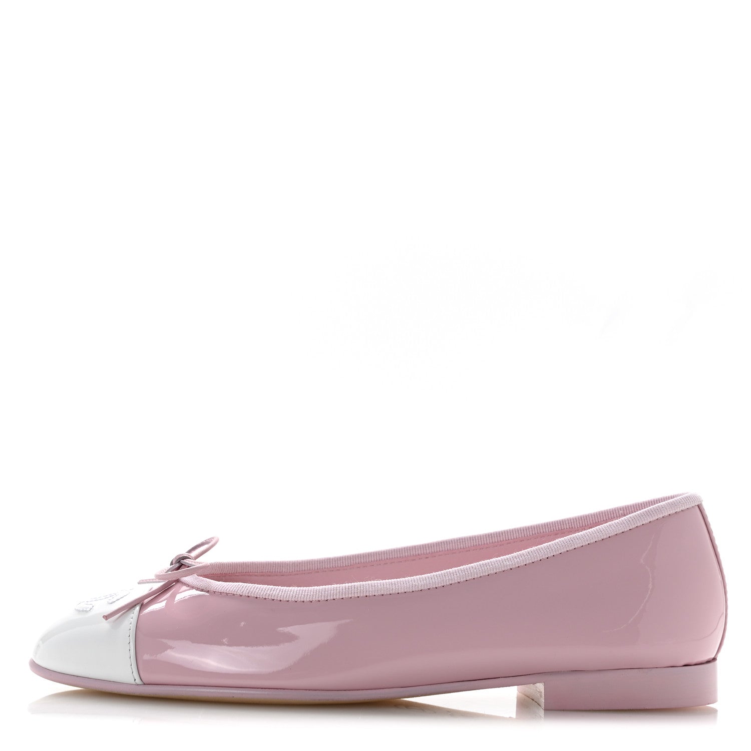 Chanel Patent Calfskin Cap Toe CC Ballerina Flats 36.5 Light Pink Dark Pink 1 of 10