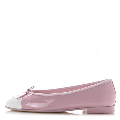Chanel Patent Calfskin Cap Toe CC Ballerina Flats 36.5 Light Pink Dark Pink 1 of 10