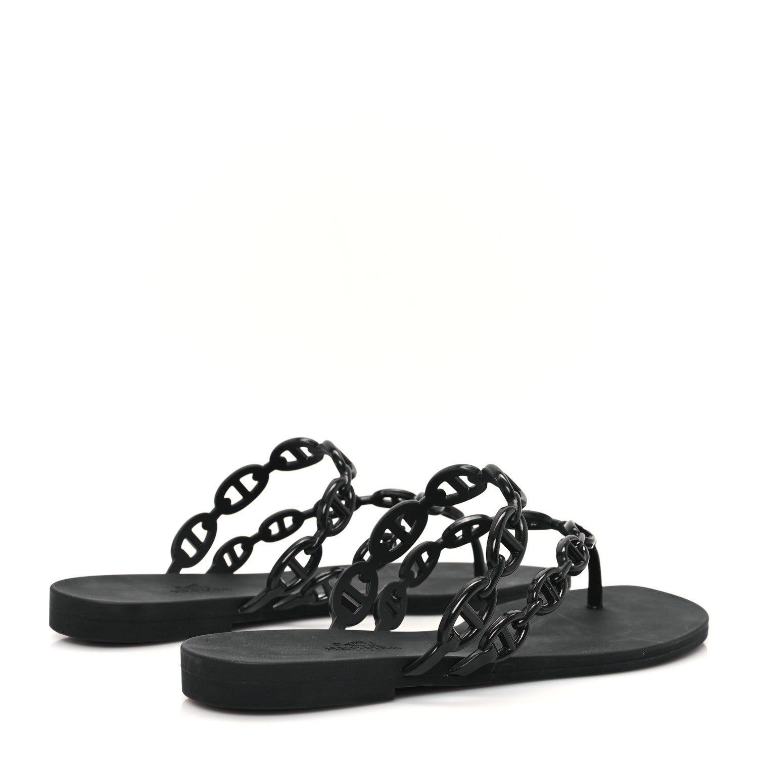 Hermes Rubber Chaine d'Ancre Island Sandals 38 Black 5 of 9