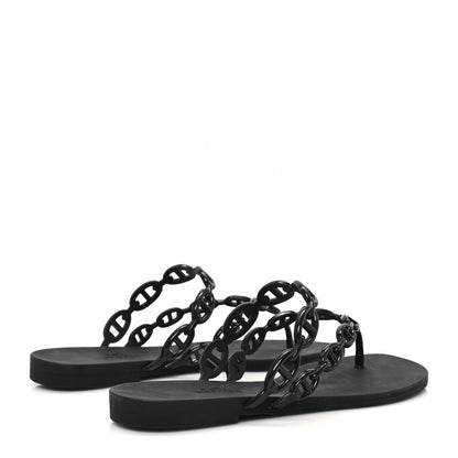 Hermes Rubber Chaine d'Ancre Island Sandals 38 Black 5 of 9