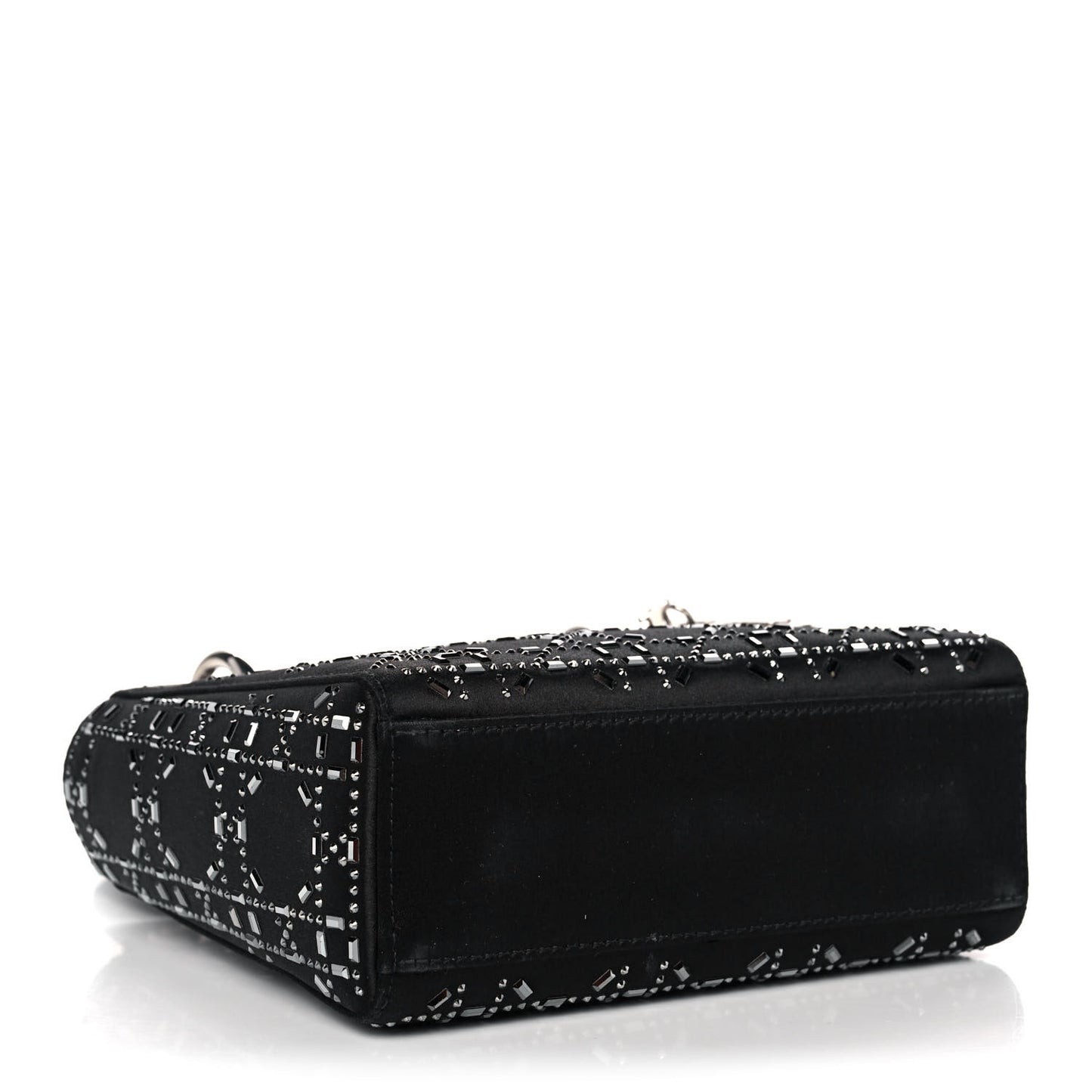 Satin Crystal Cannage Mini Lady Dior Black