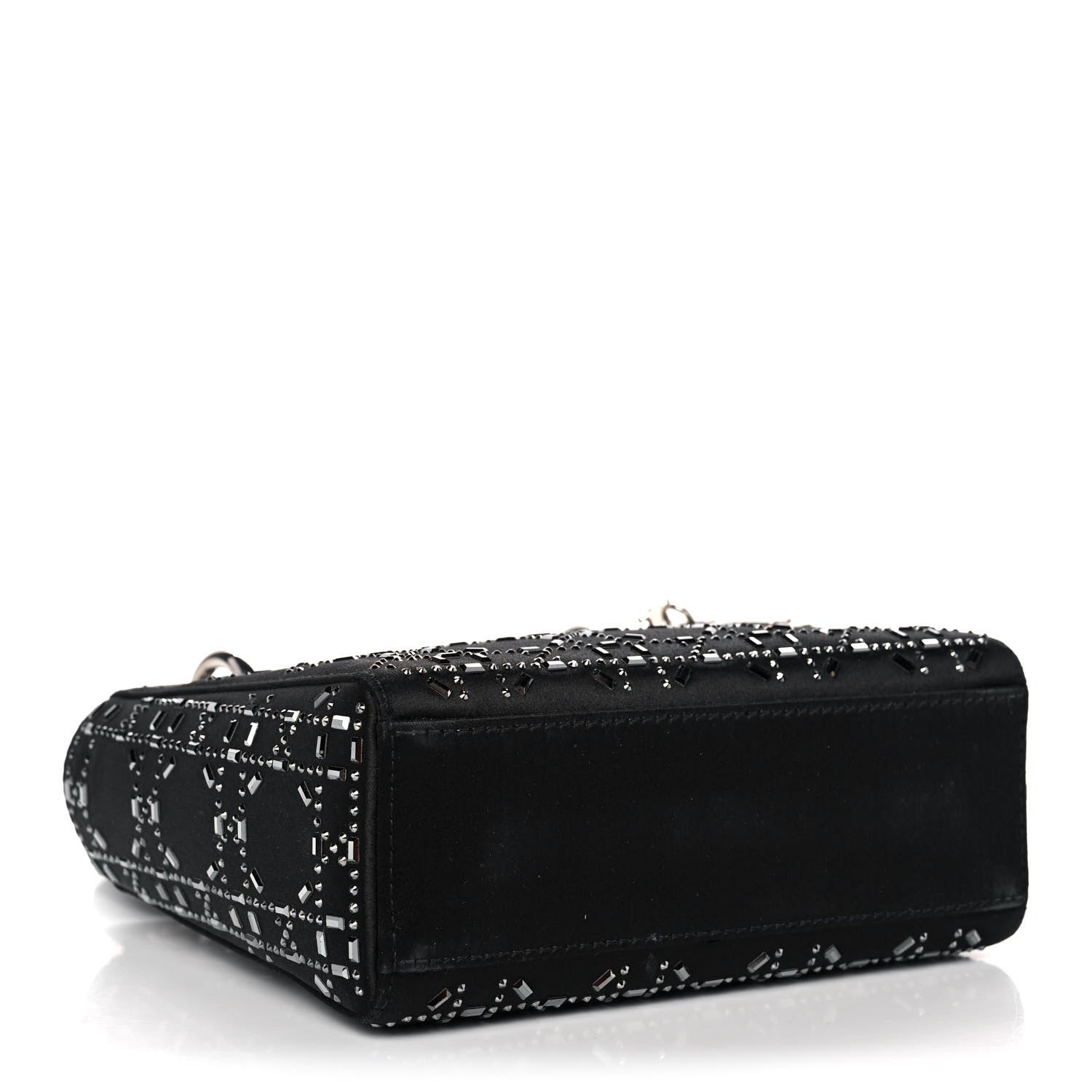 Christian Dior Satin Crystal Cannage Mini Lady Dior Black 3 of 13