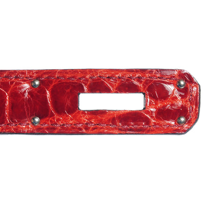 Hermes Shiny Porosus Crocodile Birkin 35 Rouge H 10 of 19