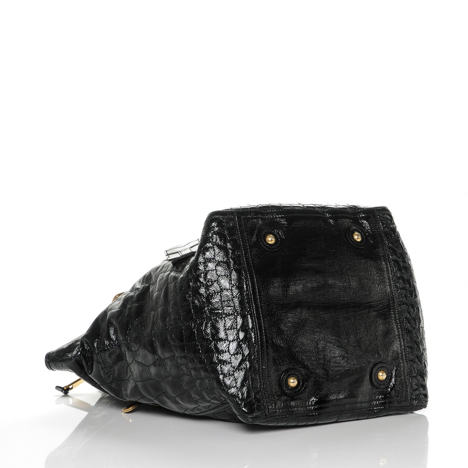 Saint Laurent Patent Crocodile Embossed Medium Downtown Tote Black 4 of 7