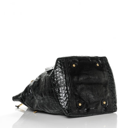 Saint Laurent Patent Crocodile Embossed Medium Downtown Tote Black 4 of 7