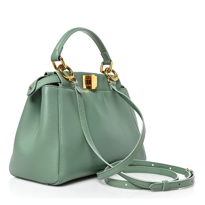 Fendi Nappa Mini Peekaboo Iconic Satchel Menta 3 of 8