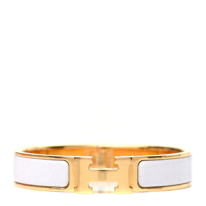 Hermes Enamel Narrow Clic Clac H Bracelet PM White 1 of 5