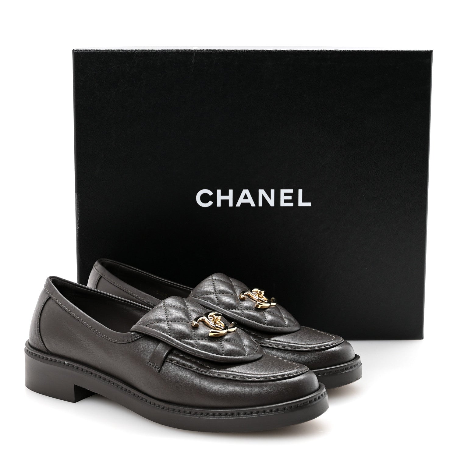 Chanel Lambskin Quilted CC Turnlock Loafers 36 Dark Brown 10 of 10