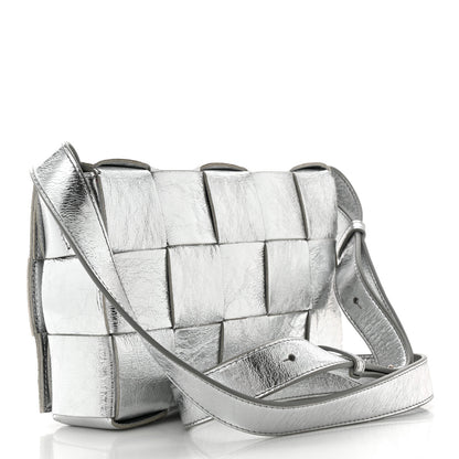 Bottega Veneta Metallic Lambskin Maxi Intrecciato Cassette Crossbody Bag Silver 3 of 10