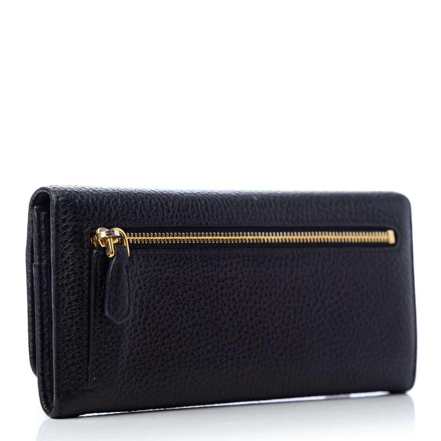 Vitello Daino Continental Flap Wallet Black