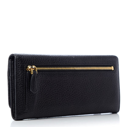Prada Vitello Daino Continental Flap Wallet Black 4 of 8