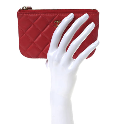 Chanel Lambskin Quilted Small Cosmetic Case Red 2 of 9