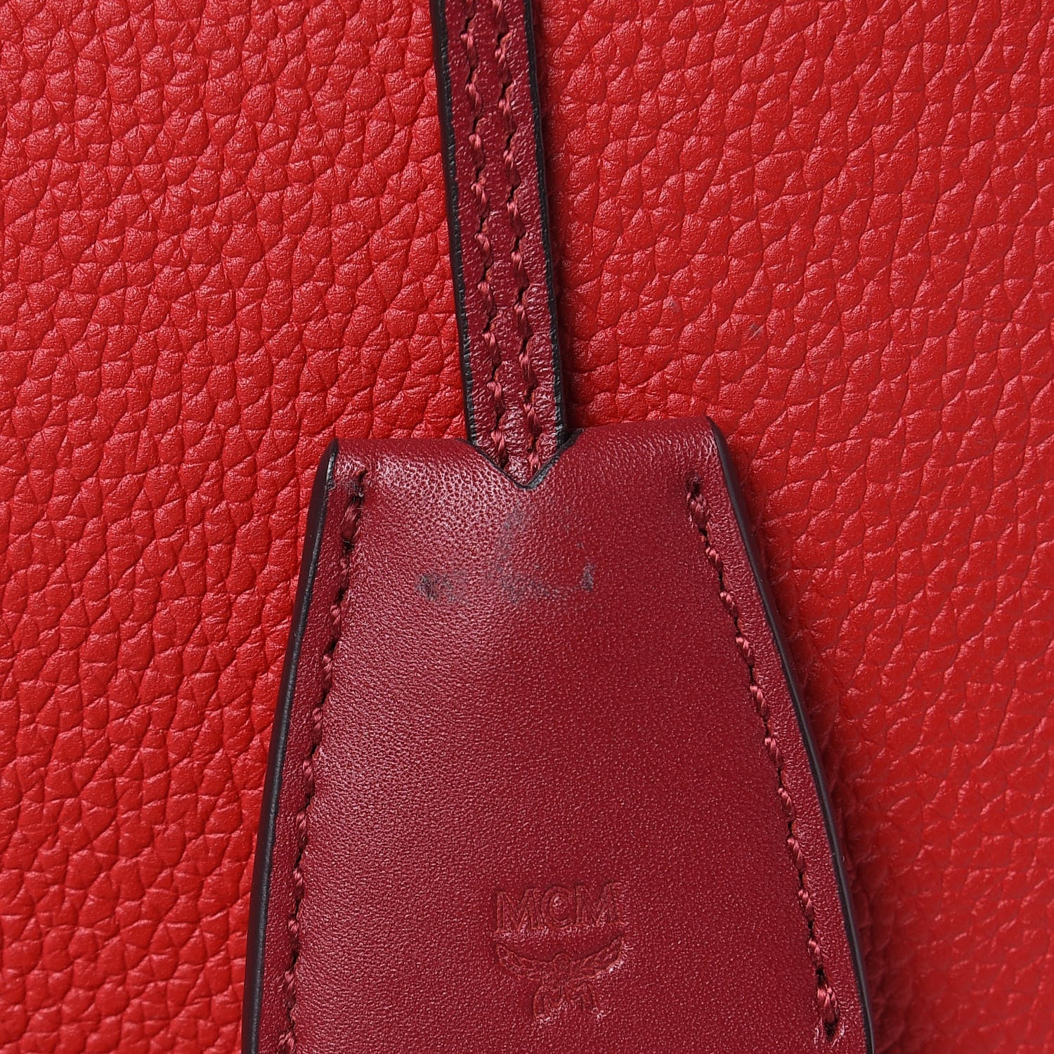 MCM Grained Calfskin Large Milla Tote Red 8 of 10