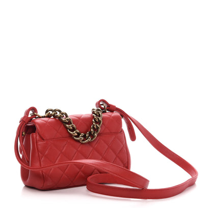 Chanel Shiny Sheepskin Quilted Mini Trapezio Flap Red 3 of 10