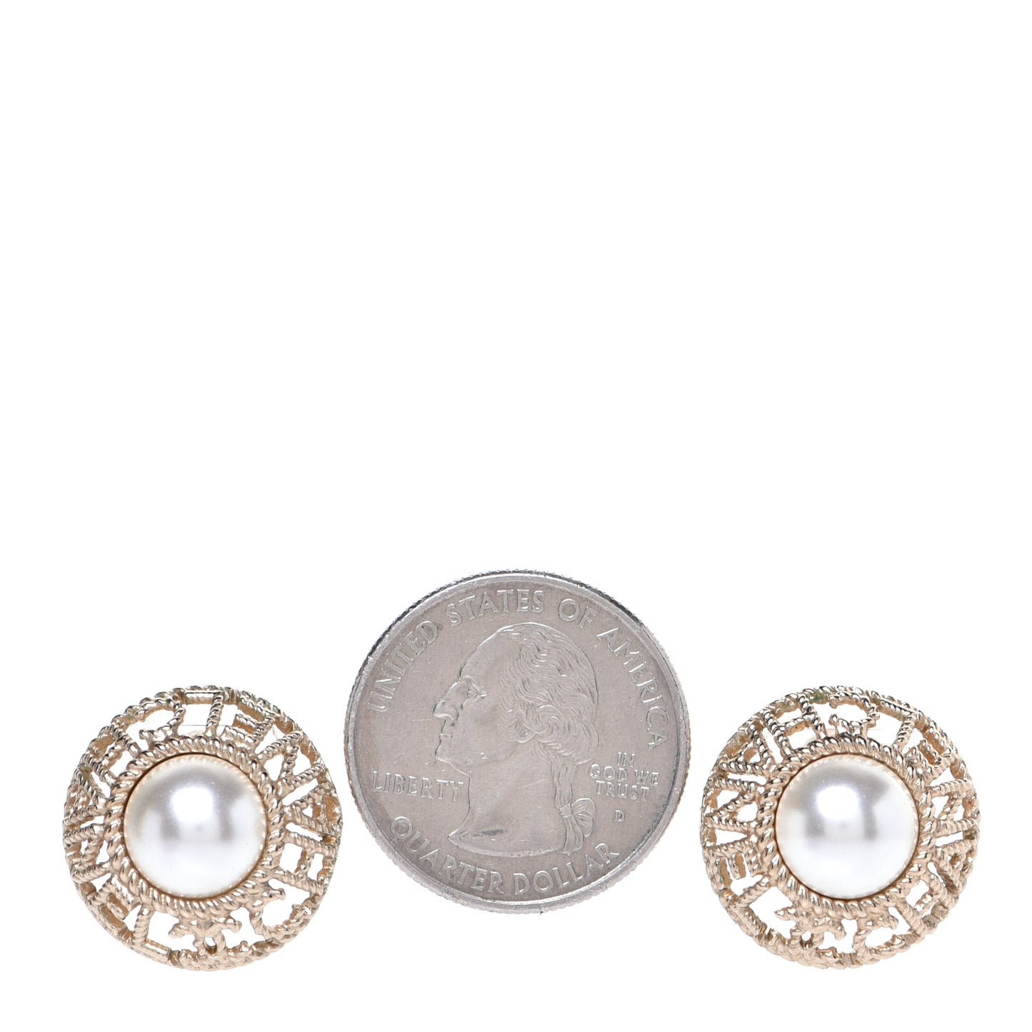Pearl CC Round Rope Logo Earrings Gold