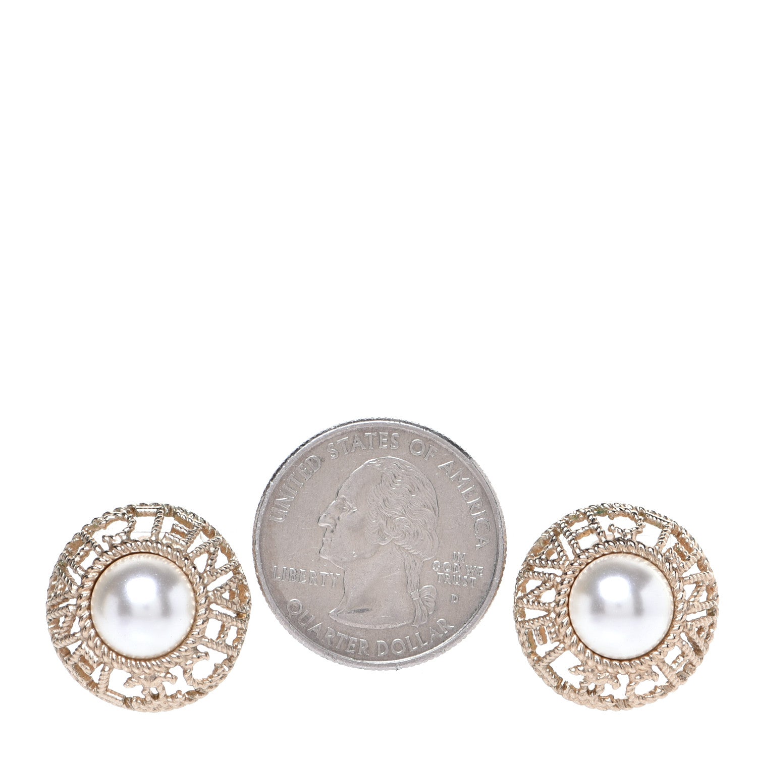 Chanel Pearl CC Round Rope Logo Earrings Gold 2 of 4