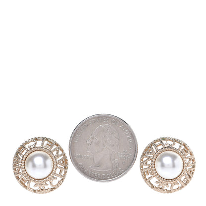 Chanel Pearl CC Round Rope Logo Earrings Gold 2 of 4