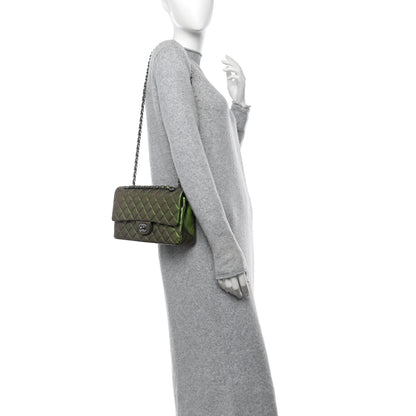 Chanel Iridescent Lambskin Quilted Medium Double Flap Green 2 of 13