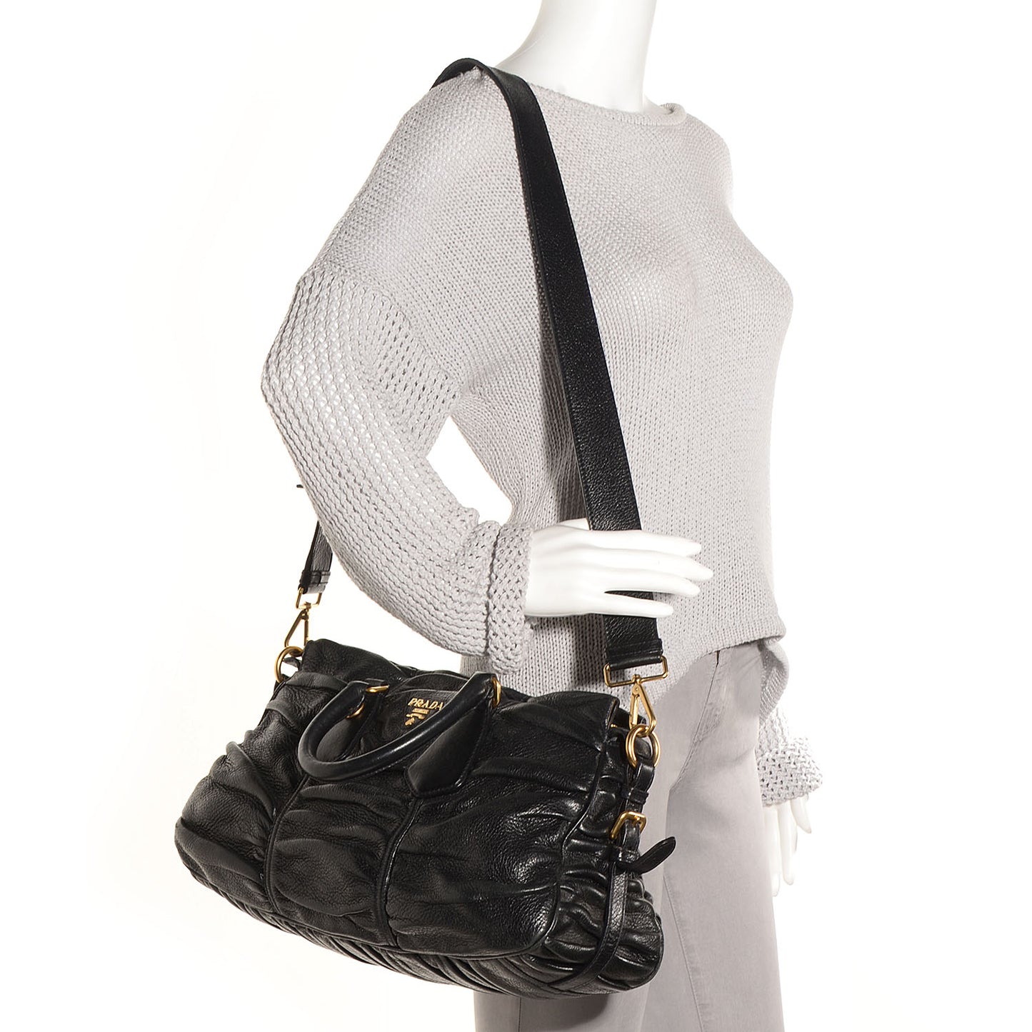 Cervo Gaufre Satchel Nero Black