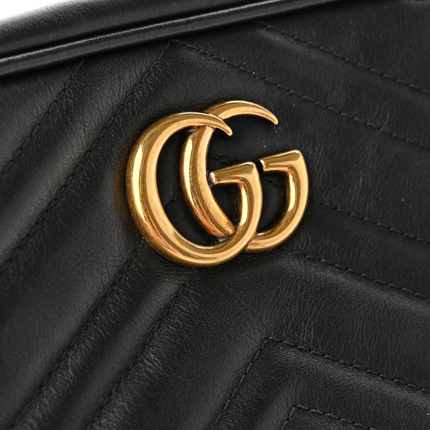 Gucci Calfskin Matelasse Mini GG Marmont Wrist Wallet Black 9 of 12