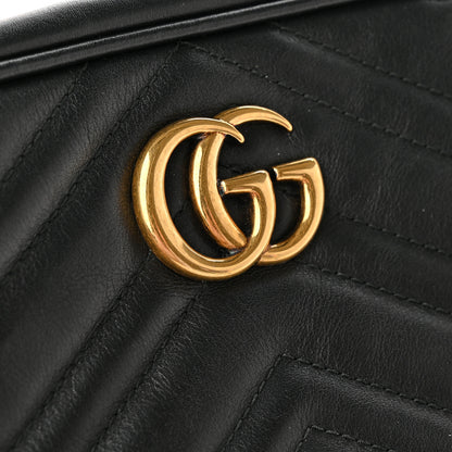 Gucci Calfskin Matelasse Mini GG Marmont Wrist Wallet Black 9 of 12