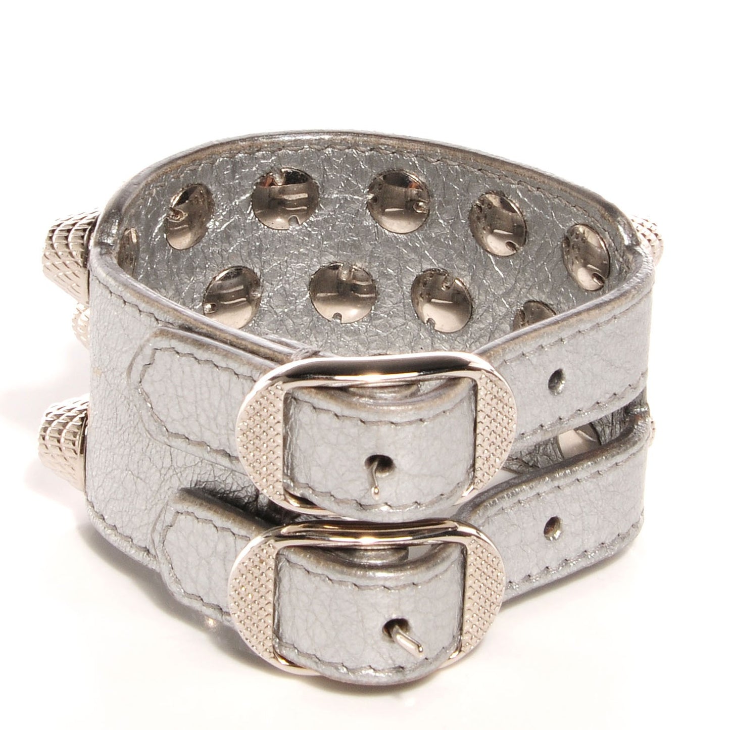 Agneau Giant Silver Hardware Three Row Stud Bracelet Gris Aluminum