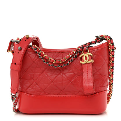 Chanel Aged Calfskin Quilted Small Gabrielle Hobo Red 1 of 11