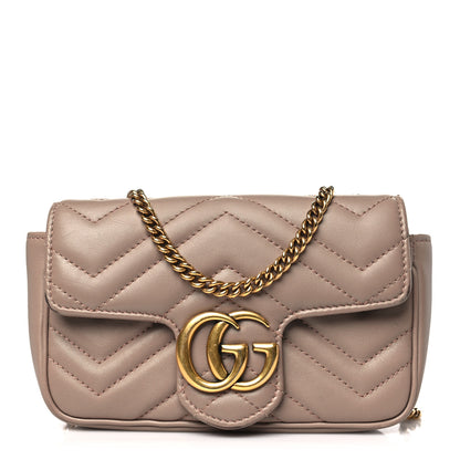 Gucci Calfskin Matelasse Super Mini GG Marmont Shoulder Bag Porcelain Rose 1 of 13