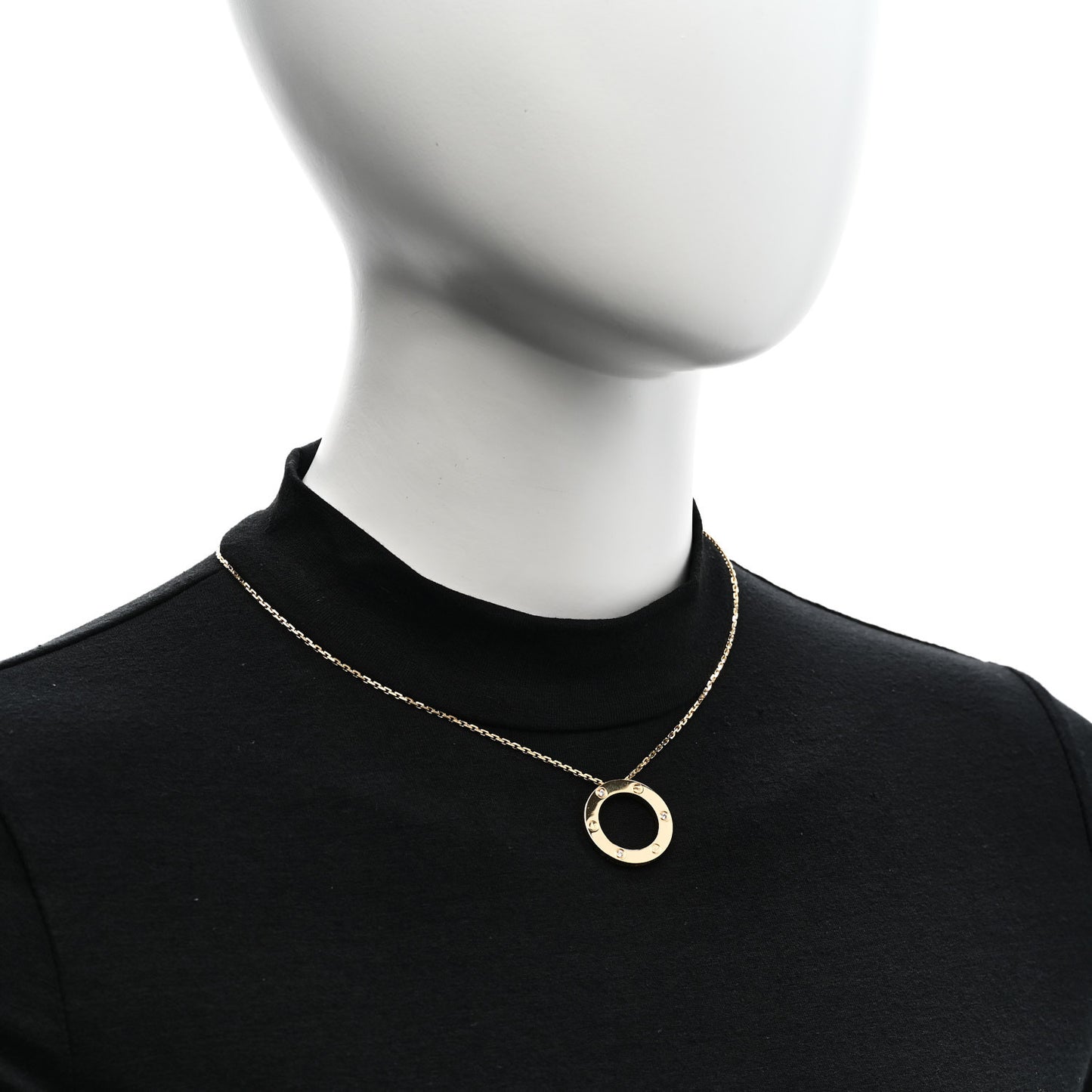 18K Yellow Gold 3 Diamonds LOVE Pendant Necklace